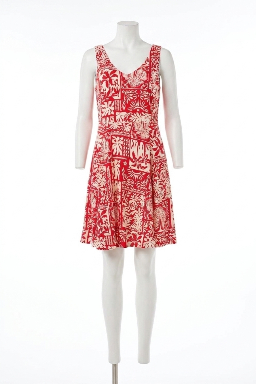 NEW TRIBAL sleeveless print jersey v-neck dress in sangria
